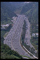 Traffic on the 405.  Los Angeles, California.  View from the Getty Center.