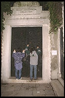 Two tourists discover the saddest aspect of Italian tourism:  museums that are closed for restoration.  In this case, it is the Peggy Guggenheim Collection on the Grand Canal.