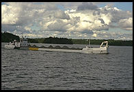 A barge, view from the steamboat Prins Carl Philip outside Stockholm
