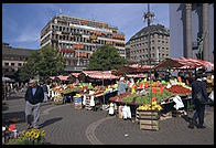 A fruit and flower market in central Stockholm