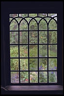 Garden through window in Skansen in Stockholm