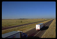 Trucks on the Interstate.  Nebraska.