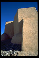 The famous back of the adobe church in Ranchos de Taos.  New Mexico