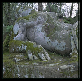 Parco dei Mostri (park of monsters), below the town of Bomarzo, Italy (1.5 hours north of Rome). This was the park of the 16th century Villa Orsini and is filled with grotesque sculptures.