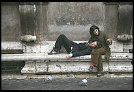 A couple hanging out near the Campo de Fiori (Rome)