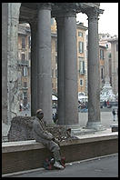 An African vendor outside the Pantheon