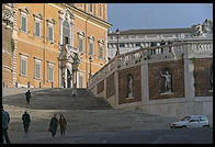 Steps leading to the Palazzo del Quirinale, once home to popes, now to the president of Italy