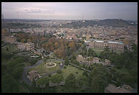 The backyard of the Vatican, as seen from atop St. Peter's. Tourists aren't permitted to wander among these gardens and small buildings, just the Pope and cardinals.