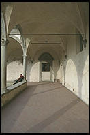 A tourist at Florence's Santa Croce