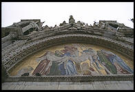 A mosaic on the exterior of St. Mark's Cathedral