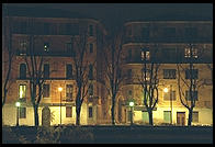 Along Verona's riverfront at night