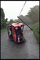 Overturned Golf.  Entering the Wicklow Mountains south of Dublin, Ireland.