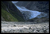 Hiking out to the face of a glacier on the west coast of the South Island, New Zealand.