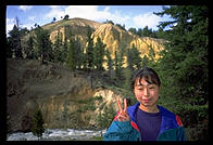 Hiromi on the trail to Tower Falls, Yellowstone National Park