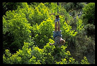 Klaus Schrodt bungee jumps near Queenstown, South Island, New Zealand