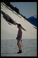 Marita on the glacier.  West coast of the South Island of New Zealand.
