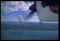 Flying over Naknek Lake from King Salmon to Brooks Lodge, Katmai National Park.  The Twin Otter lands on floats with a surprising degree of smoothness.