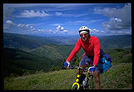 Mountain biking off the lift in Vail, Colorado