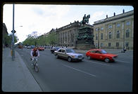 Frederick the Great rides in the middle of Unter den Linden, whose trees were cut down to facilitate Nazi parades