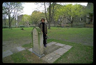 John stands alone where the tombstones of 12,000 Jews once were (the Nazis dug up the graves)