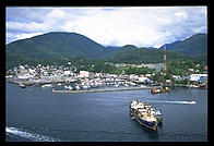Coming in for a landing in the water in front of Ketchikan, Alaska