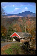 A postcard-quality covered bridge inside the Flume State Park, New Hampshire