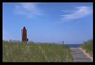 Rescue board at the Wasque Reservation, Chappaquiddick, Martha's Vineyard, Massachusetts