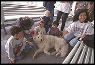 Alex with some kids on a Washington State Ferry