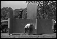 Installation of an Escaping Flatland sculpture by Edward Tufte. Cheshire, Connecticut