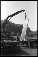 Installation of an Escaping Flatland sculpture by Edward Tufte.  Cheshire, Connecticut