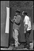 Installation of an Escaping Flatland sculpture by Edward Tufte.  Cheshire, Connecticut