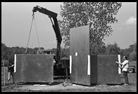 Installation of an Escaping Flatland sculpture by Edward Tufte.  Cheshire, Connecticut