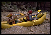 Eve Andersson kayaking with Tom Huntington. Grand Canyon