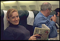 Eve in Aer Lingus Business Class (thank you, Andersen Consulting).